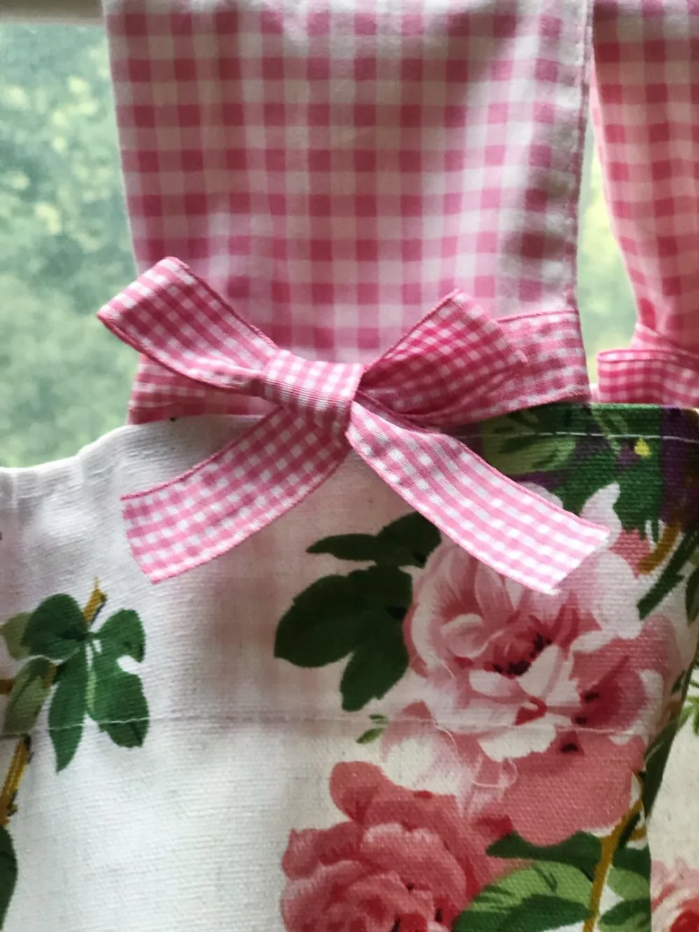 Корейский стиль принцессы, розовые клетчатые шторы с бантиком и цветочным принтом, хлопковые декоративные короткие занавески кофейного цвета, 40*145 см