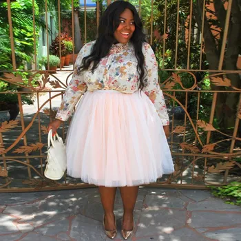 

2019 Women Summer Tulle Pleated Skirt Big Large Size Street Party Skirt Casual Ball Gown Skirt