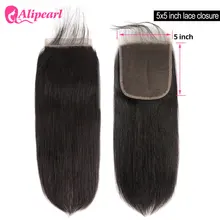 5X5 закрытие шнурка бразильские прямые человеческие волосы закрытие с детскими волосами свободная часть швейцарское кружево Remy натуральный цвет AliPearl волосы