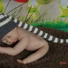 Детская шапка крючком полосой Эльф шляпа Рождество шляпа наряд для фото новорожденных