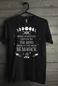 

kuakuayu HJN Drink In The Moon Be Magick Women Gothic T-Shirt Hipsters Grunge Witchcraft Graphic Tee Cute Shirt For Moon Lovers