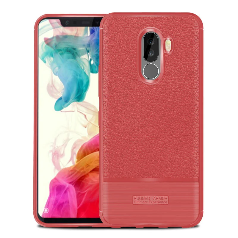 KXM1406R_1_JONSNOW Soft Case for Xiaomi Pocophone F1 Litchi Texture Shock-Proof TPU Phone Cover For Pocophone F1 Global Version Protective Case
