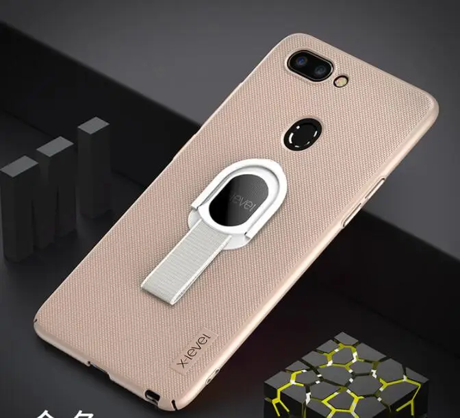 Gold casewith Holder Чехол для OPPO R15 X-Level Hero матовый чехол для телефона для OPPO R15 Utra тонкий жесткий чехол для OPPO R15 Съемный держатель кольца - Цвет: Gold casewith Holder
