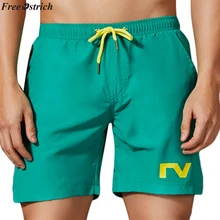 Свободные мужские пляжные шорты с рисунком страуса, быстросохнущие, с карманами, эластичная лента размера плюс, повседневные летние шорты для серфинга, мужские шорты для бега