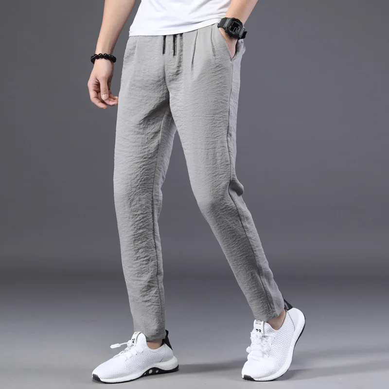 2018 New Brand Summer Linen Casual Pants Men Breathable Thin Flax Trousers Joggers Sweatpants Blue Male Cotton Pants Size 28-38