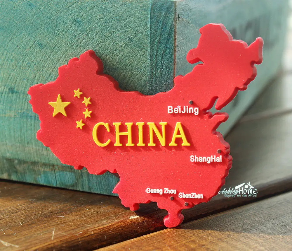 China Map 4 Big Cities Tourist Travel Souvenir 3D Rubber Fridge