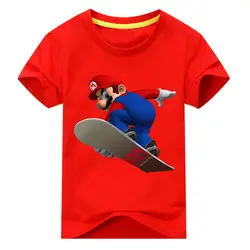 Детские хлопковые футболки, костюм для мальчиков, летние футболки с короткими рукавами, топы для девочек, одежда с принтом «Марио», одежда