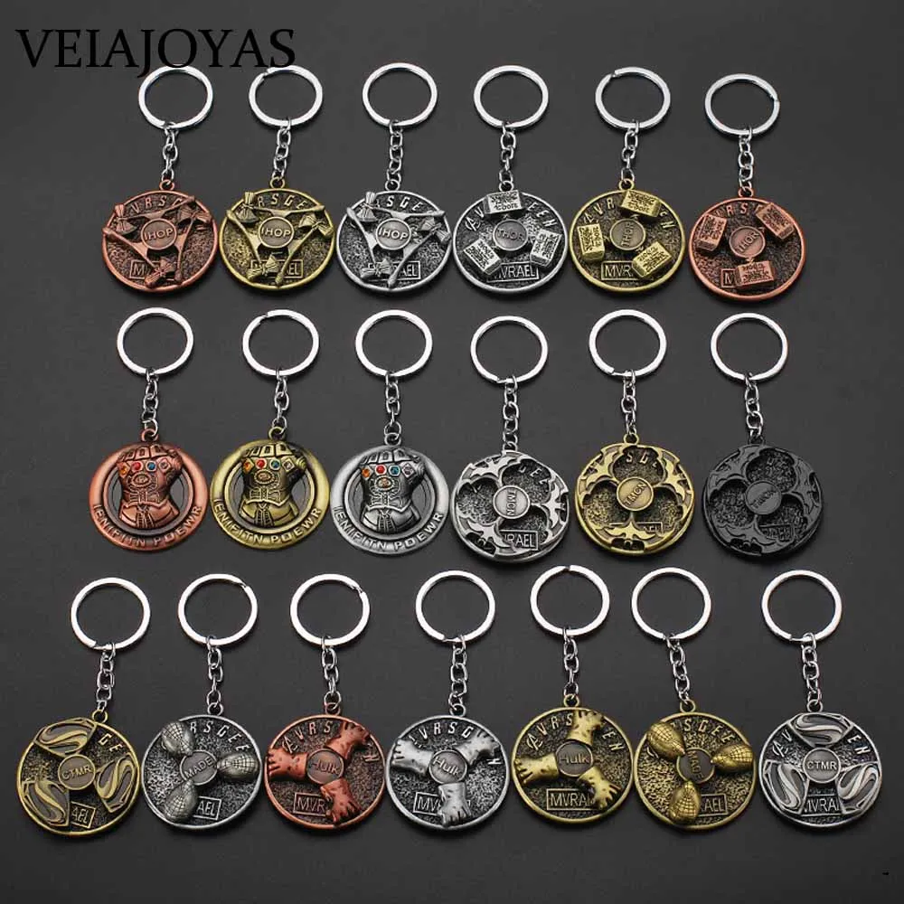 

Vintage Marvel Avengers Thor's Hammer Mjolnir Keychain Hulk Batman Spiderman Mask Keychain Rotating Keyrings Low Price Wholesale