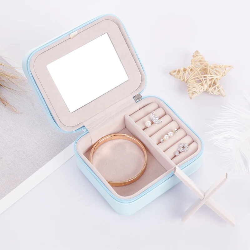 New Arrival Women's Mini Stud Earrings Ring Jewelry Box Useful Makeup Organizer With Zipper Travel Portable Jewelry Storage Case Jewelry Packaging