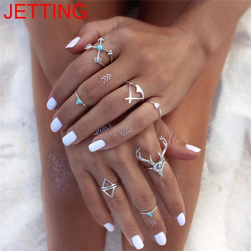 

7Pcs Shiny Punk style Stacking midi Finger Knuckle rings Lovely Animal Ring Set for women Jewelry