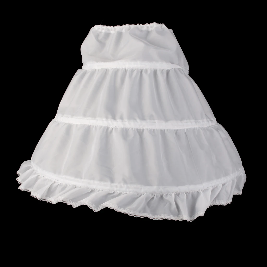 One Piece Cute Princess Flower Girl 3-Hoop A-Line Crinoline Petticoat Underskirt for Stage Show Party Kids Children Age 2-14