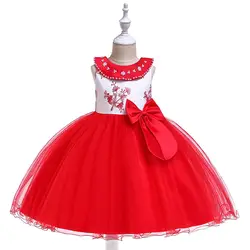 Очаровательные Красные Платья с цветочным узором для девочек на свадьбу, тюлевые платья для первого причастия, 2019 вечернее платье