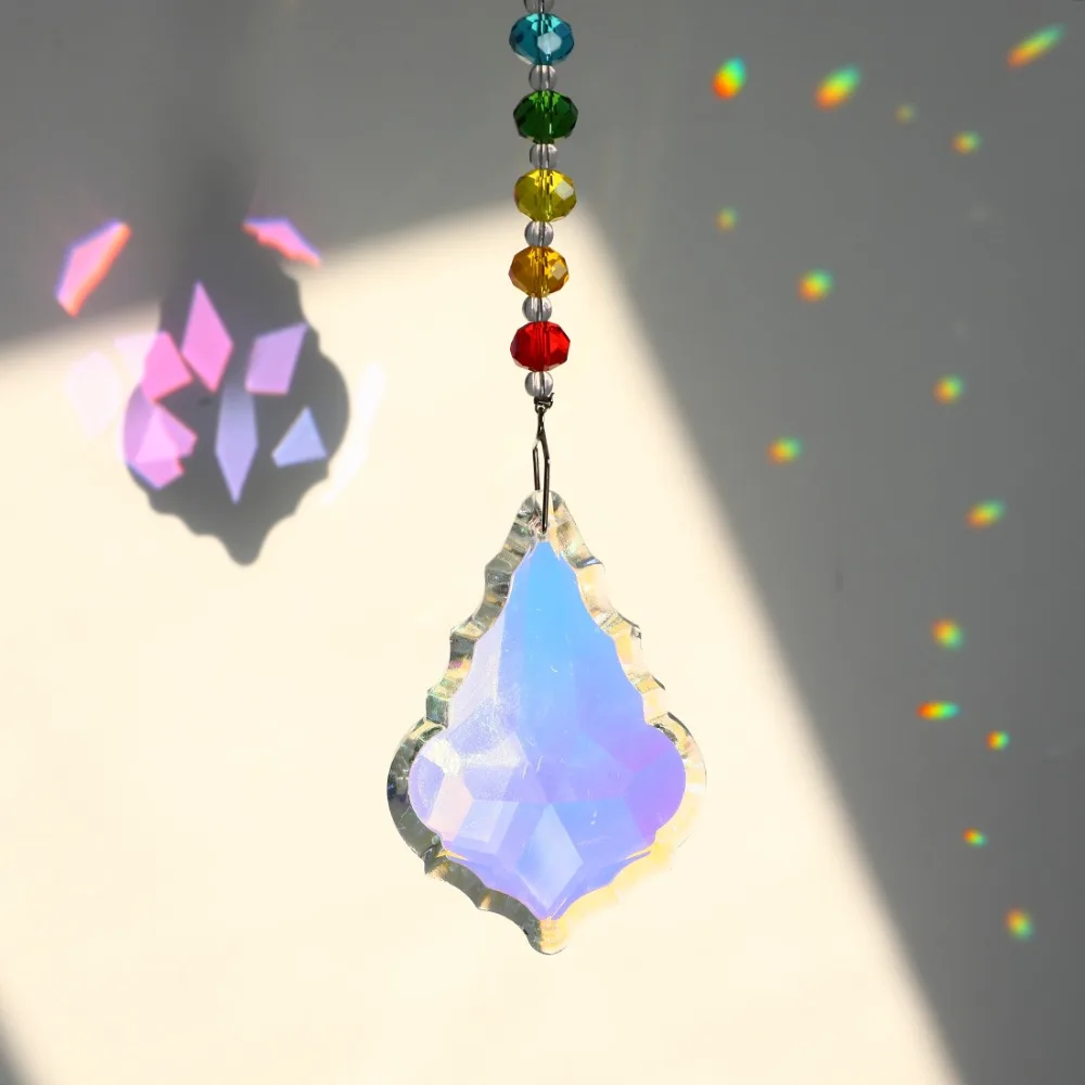 

H&D Chakra Crystal Suncatcher 76mm AB Drop Prism Rainbow Maker Feng Shui Crystals Window Ornament Home Decoration Come Gift Box