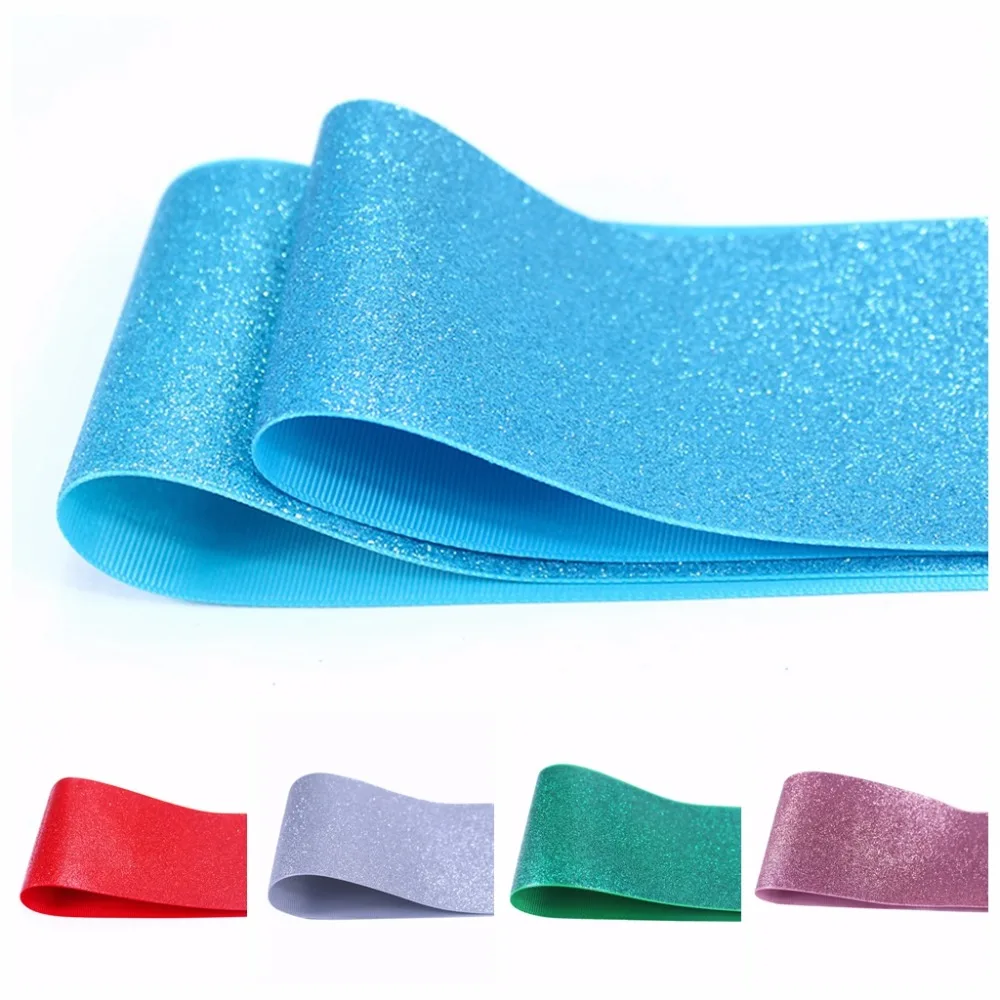 

T.R RIBBON 14 colors 3'' solid colors full glitter grosgrain printed polyester ribbon 50 yards for DIY handmade materials