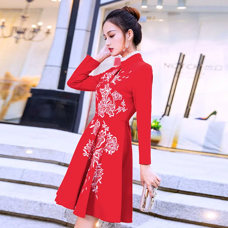 Chinois De 2019 Femme Mariage Xl Rouge Automne Haute élégant