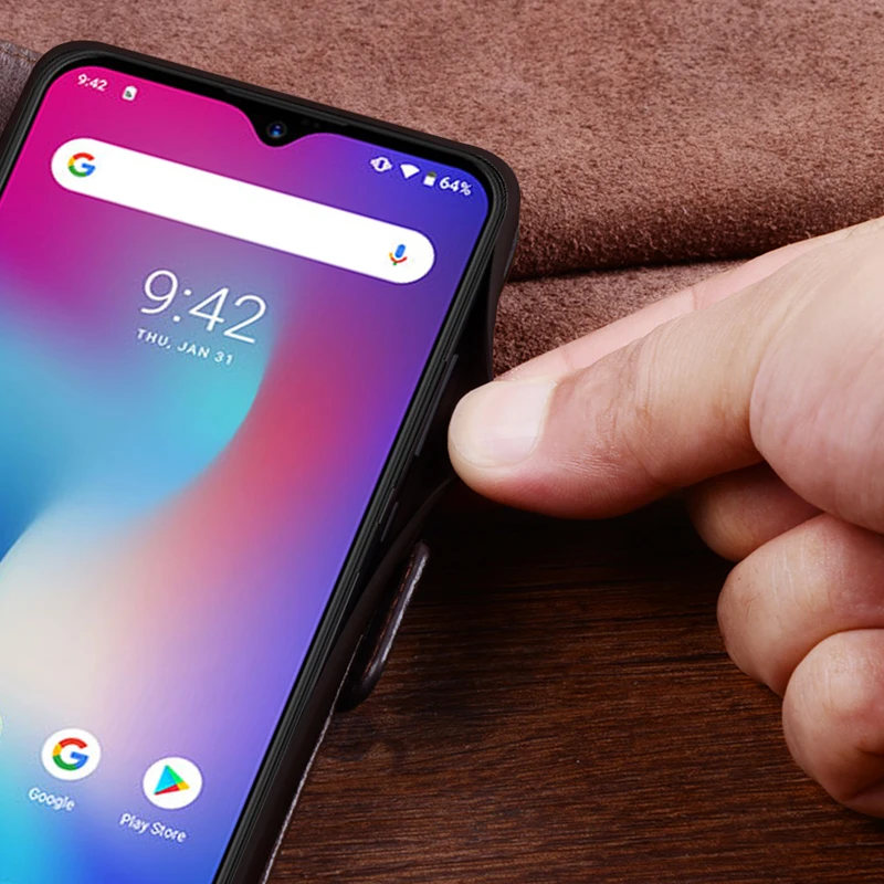 Флип чехол из натуральной кожи для UMIDIGI Power защитный телефона кожаный кошелек