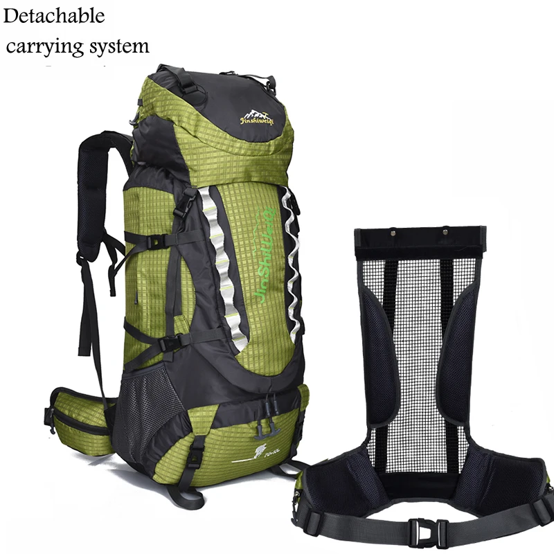 

70+10L Unisex External Frame Travel Backpack Travel Waterproof Nylon Hiking Backpacks Outdoor Trekking Camping Bag For Mounting