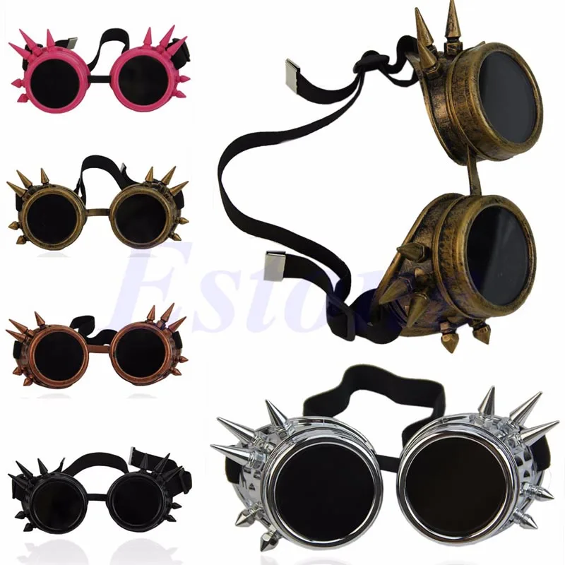 Vintage Victorian Gothic Cosplay Rivet Steampunk Goggles Glasses Welding Punk_voghion.com