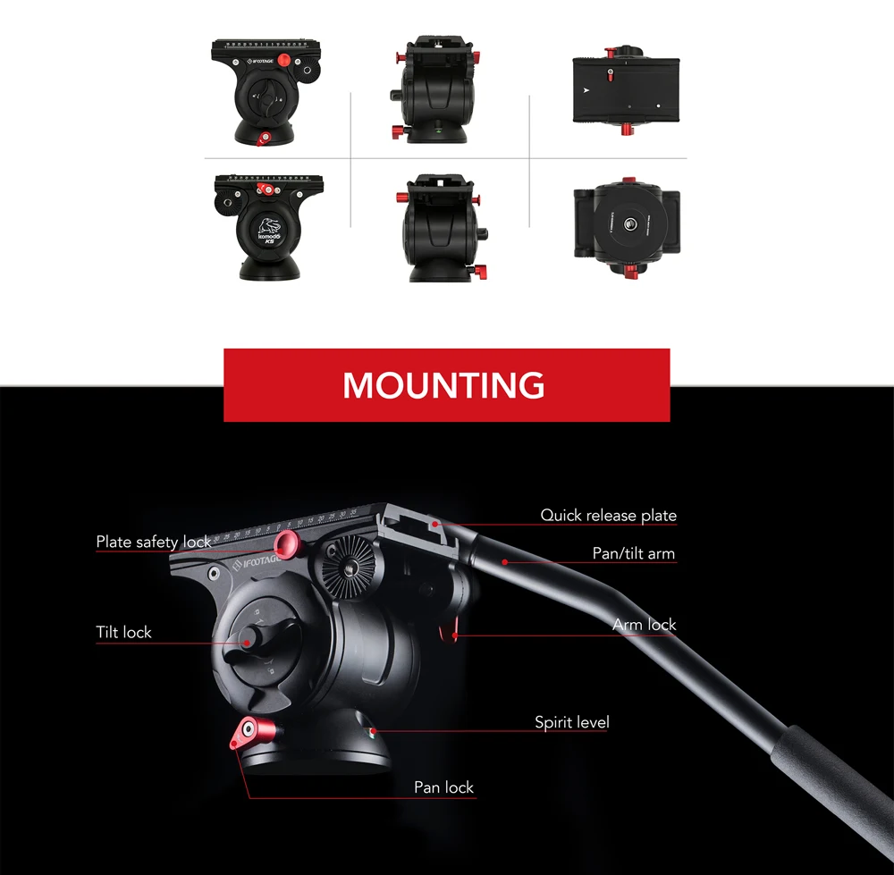 Ifootings KOMODO K5 5 кг, уникальная головка для видео, легкий гидравлический демпфирующий штатив для DSLR камеры, монопод