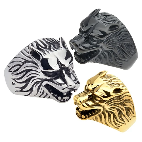 

1Pc Man Vintage Wolf Head Tooth Shape Punk Finger Knuckle Cool Ring Jewelry