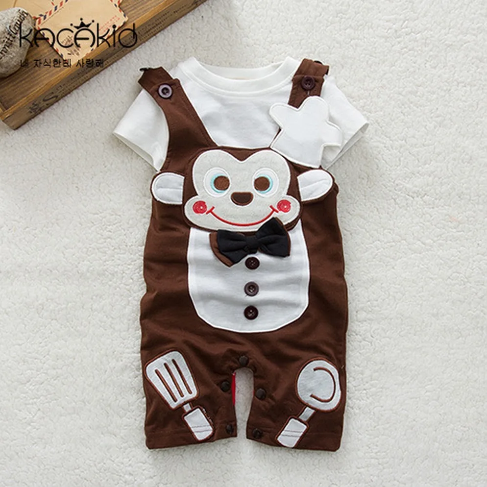 Retail 2017 Spring style Infant clothes Clothing sets Monkeys Cook 2pcs