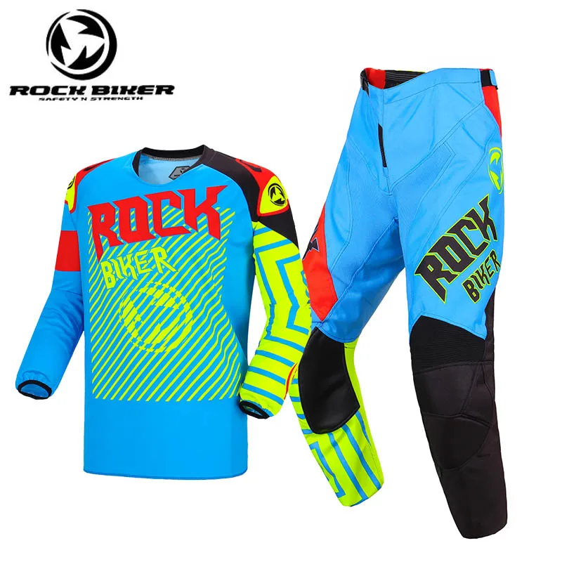 High Qaulity Bike Enduro Motocross Gear Set MX Jersey Pants Motorbike Clothing MTB Car Racing Suit Off Road Equipment Black Blue