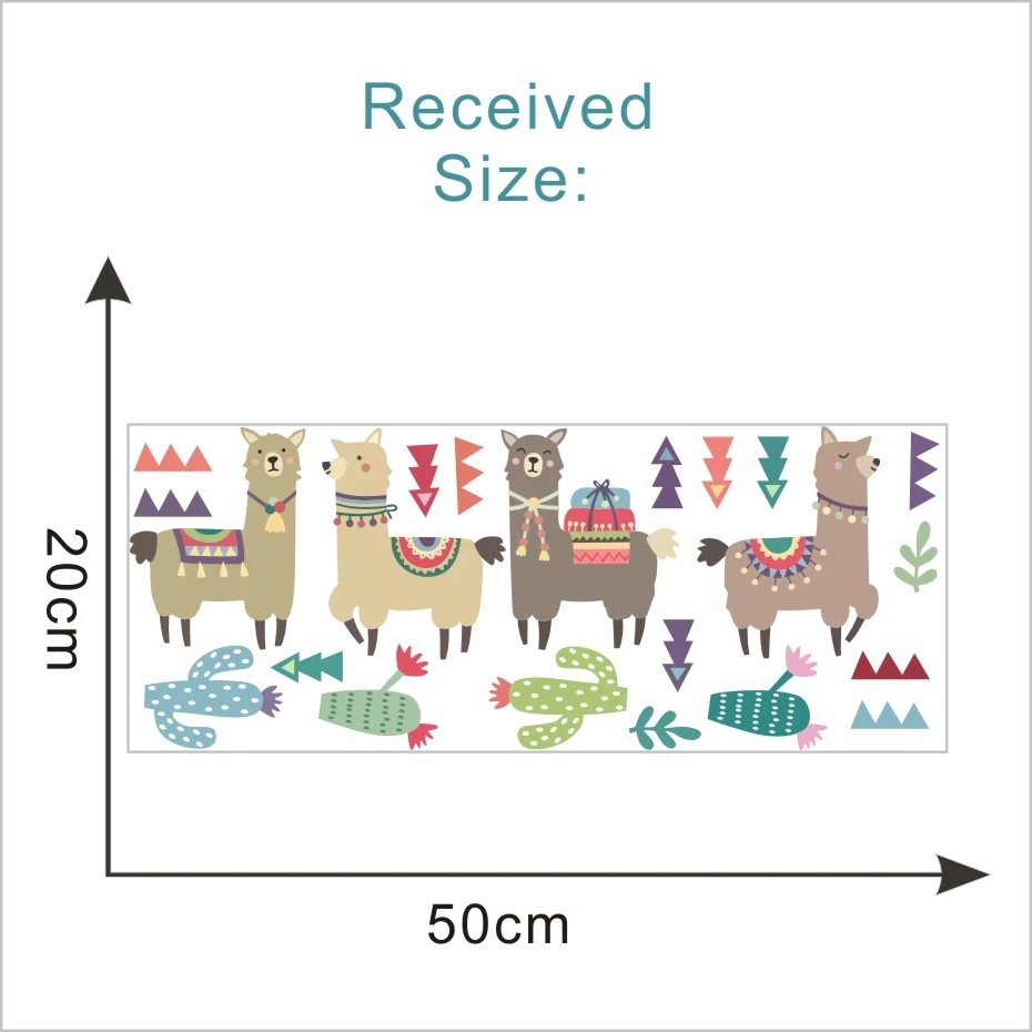 Мультяшные животные Альпака лама наклейки на стену красивые кактусы растения наклейки для гостиной Детская комната современное искусство украшение дома - Цвет: CCS4052