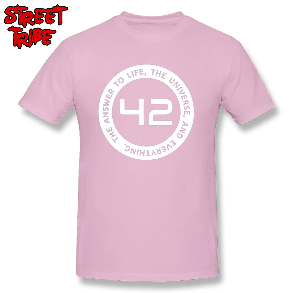  Men's T Shirts Birthday Print Tops Shirts Pure Cotton O Neck Short Sleeve Camisa T Shirt Summer/Fall Free Shipping 42 - The Ultimate Answer -477 pink