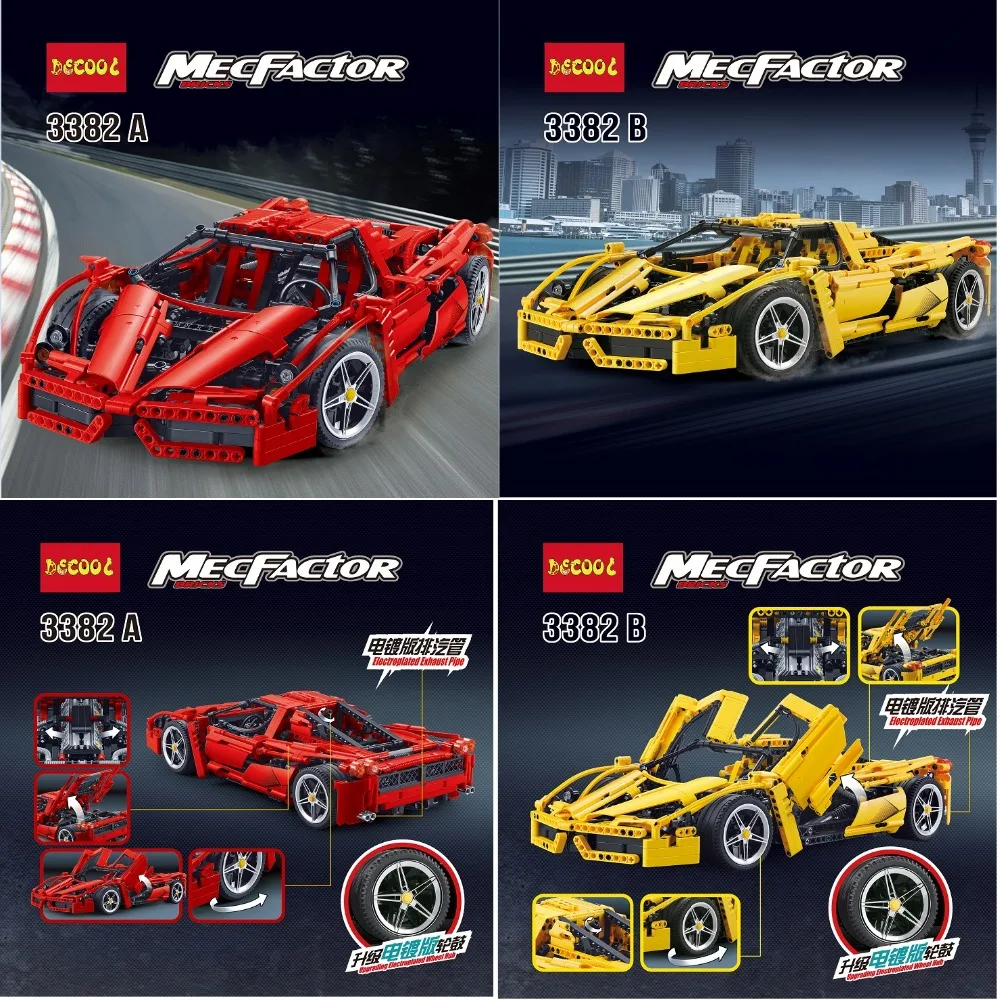 

Decool 3382 F1 Technic Racing Car Enzo 1:10 Building Blocks Compatible Legoing 8653 Racer Model Brick Toy 9186 lepin 911