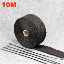 5 м 10 м мотоциклетные выхлопные передние трубы анти-горячей обёрточная бумага Теплоизоляционный коллектор ткань рулон ленты мотоцикл тепловой выхлопной трубы рулон