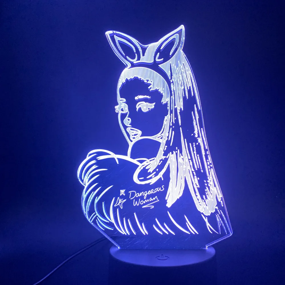 3d лампа Настольный ночной Светильник певица Ариана Гранде плакат кошка девушка Поклонники подарок для спальни Декоративный 3d светодиодный ночной Светильник