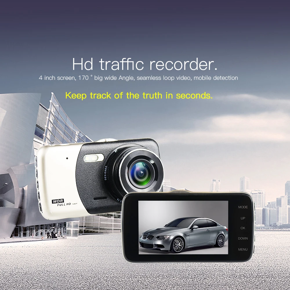 Dash Cam двойной объектив автомобиль DVR камера Full HD 1080 P " ips Передний+ задний видеорегистратор ночного видения g-сенсор монитор парковки