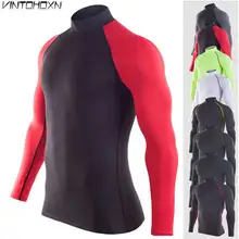 Для Мужчин Тренировки Тренажерный Зал Фитнес Топ длинная футболка спорт бег Йога обучение быстросохнущие компрессионные тренировочные мышцв, Бодибилдинг Рубашка M1829