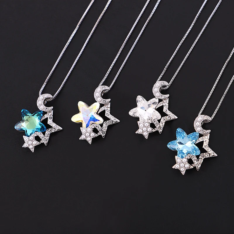 Baffin Мода звезда и луна кулон цепочки ожерелья кристаллами от Swarovski для новинки женщин Bijoux Макси ожерелье ювелирные подарки