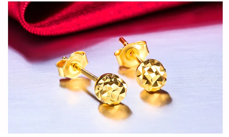 18k Gold Earrings Yellow Rose White New Fashion Trendy Women Ball Small Female Engaged Jewelry 2020 Hot Sale Party Classic Good