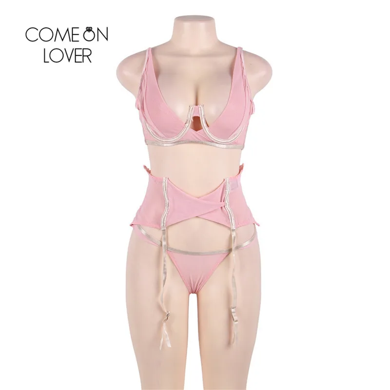Бюстгальтер + пояс трусики Comeonlover с высокой талией комплект сексуального
