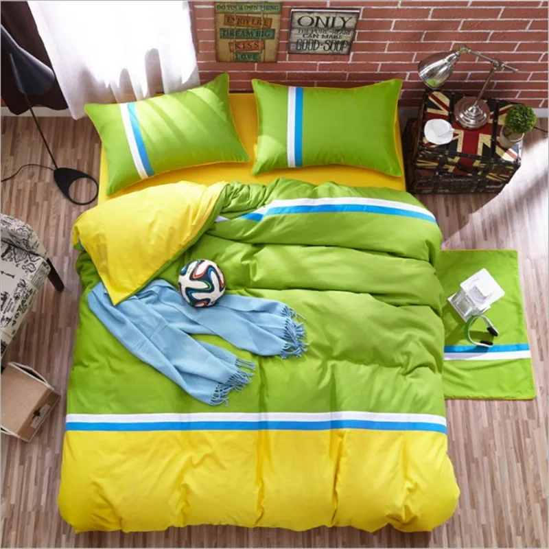 

size Twin/Full/Queen/King/Super King Hot selling bedding Green yellow two sorts 3/4pcs Bed sheet/pillowcase/quilt cover