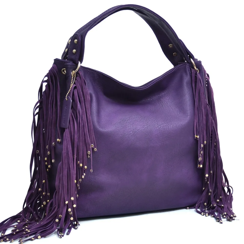 Women Leather Handbags Designer Inspired High Quality Studded Fringe