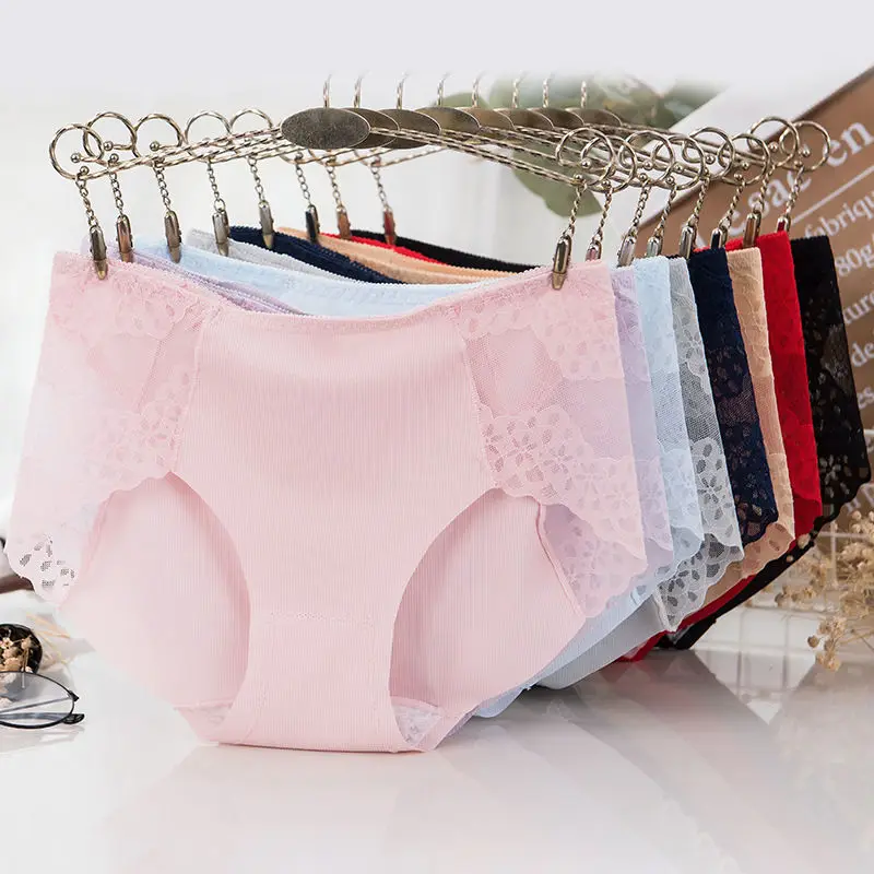 

Women's Sexy Lace Panties Seamless Underwear Briefs Ice Silk for Girls Ladies Bikini Cotton Crotch See-through Sheer Lingerie