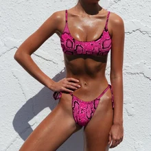 Женский сексуальный комплект бикини Леопардовый однотонный купальник с узором купальник из двух частей женский купальный костюм Пляжная одежда Biquini