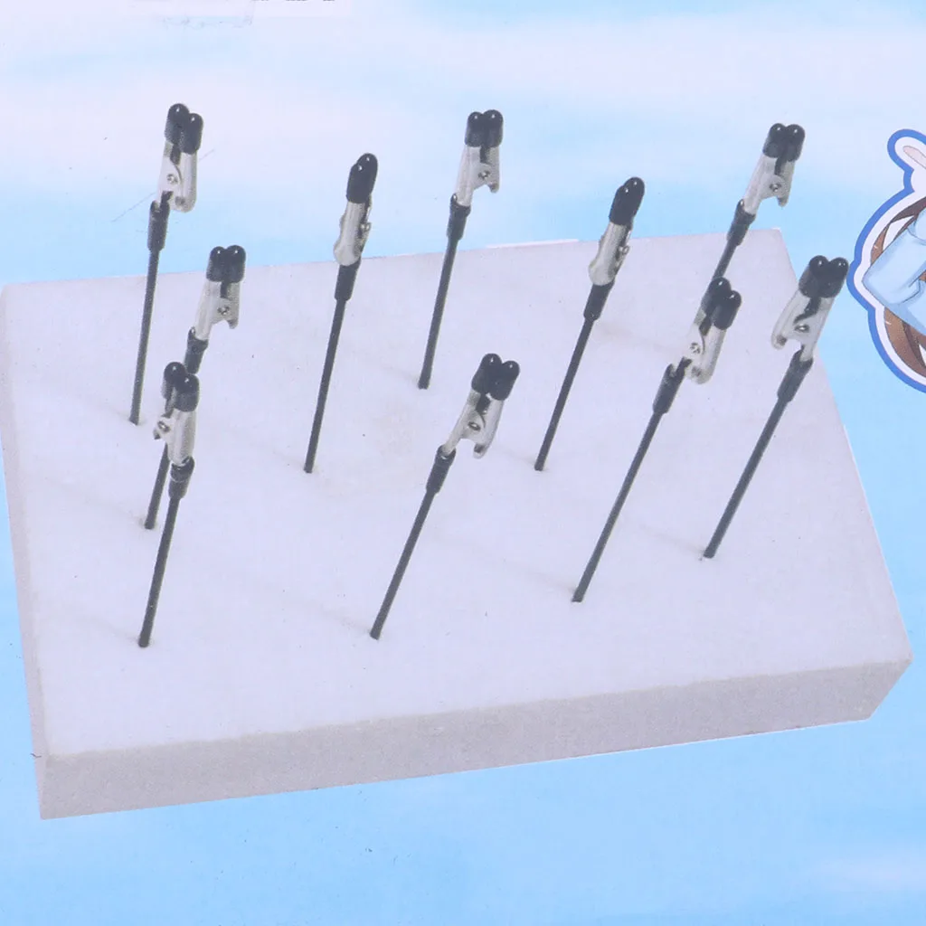 Hobby Model Parts 10x Alligator Clip Stick 1x Foam Stand Base Modeling Tools
