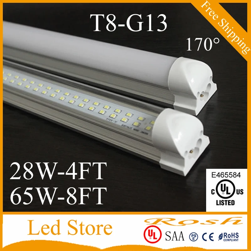 50pcs 4ft 8ft Cooler Door Led Tubes T8 Integrated Double Row SMD2835 Fluorescent Lights AC 85-265V CE UL | Освещение
