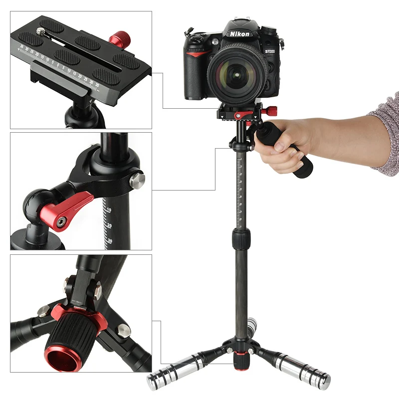 

2017 New Handheld Carbon Fiber Adjustable Video Stabilizer System with Quick-Release Plate for DSLR Cameras & Camcorders