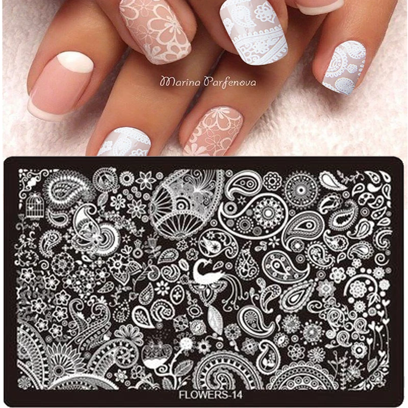 

Nail polish Printing Plate Image Stamps Plate Stamping Nail Art Decoration DIY Stencil Manicure Tools Flower01-20