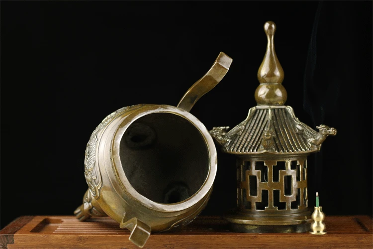 Ладан горелка катушка из чистой меди флакон с ароматическими палочками курильница Пагода форма Onsale
