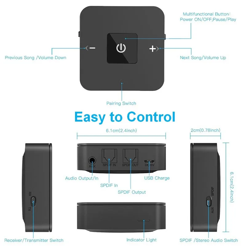 Комплект громкой связи Bluetooth V5.0 передатчик приемник 2-в-1 3,5 мм Беспроводной аудио адаптер для ТВ наушники Динамик дома стерео Системы