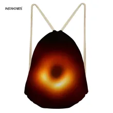 INSTANTARTS 3D Black Hole Prints Women Drawstring Bag Fitness Satchel Backpack Children Boys Girls Travel Shoulder Rucksack Bags