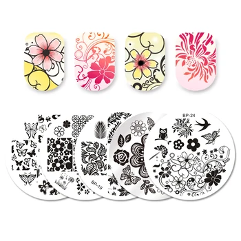 

BORN PRETTY 5 Pcs Nail Stamping Plates Set Butterfly Flower Swallow Image Printing Template Art Stamp Stencil Tool Kit