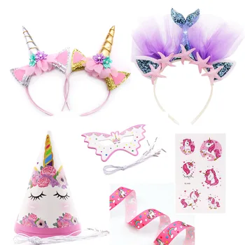 Unicorn Ribbon Hair Bow Headband Accessories
