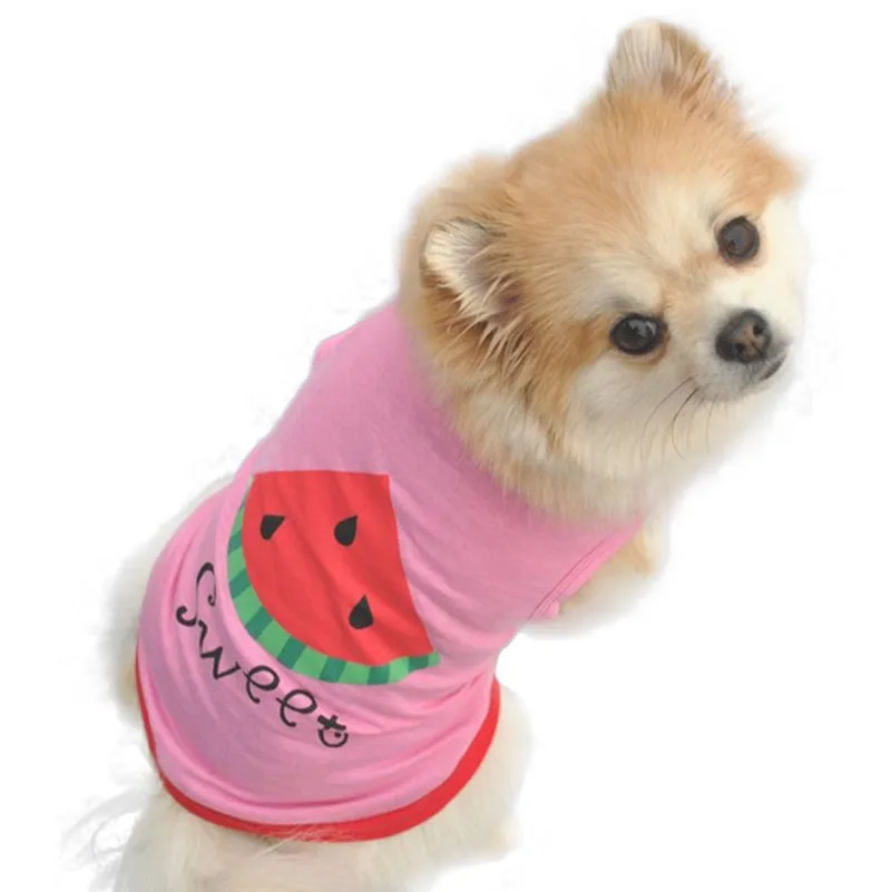 

Cute Sweet High-quality Summer Cute Small Pet Dog Puppy Cat Clothes Watermelon Printed Pink Vest Dog Clothes Roupa Cachorro